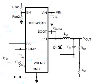 Texas Instruments nonsynchronous buck converter TPS54331 Texas Instruments nonsynchronous buck converter TPS54331